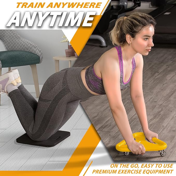 BODY RHYTHM Abdominal & Core Coaster Strength Workout Trainer, Ab Wheel Roller Exercise Machine with Knee Mat for Home Gym Workout Fitness.