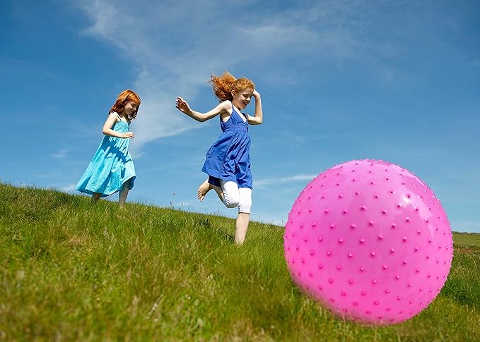 Large Sensory Massage Ball for Kids, 33.5" 85cm Pink Bouncy Exercise Ball for Toddlers, Big Inflatable Balls with Tactile Spikes, Outdoor Giant Yoga Balls, Large Beach Ball (pink1)