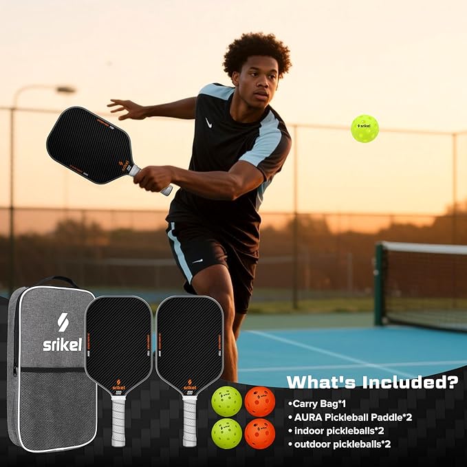 Pickleball Paddles, Raw T700 Carbon Fiber Pickleball Paddle, 16mm Power Polymer Core, Professional Rackets for Great Spin, Control & Precision Shots, USAPA Approved