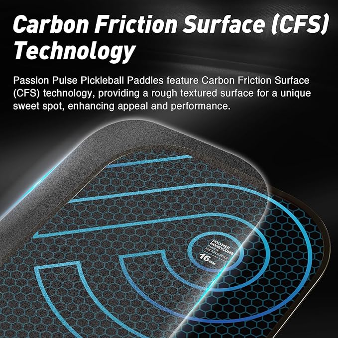Pickleball Paddles 2025,Raw Carbon Fiber Surface(CFS) 16mm T700 High Grit & Spin, Pro Pickle Ball Paddles Designed for Ultimate Spin & Consistency