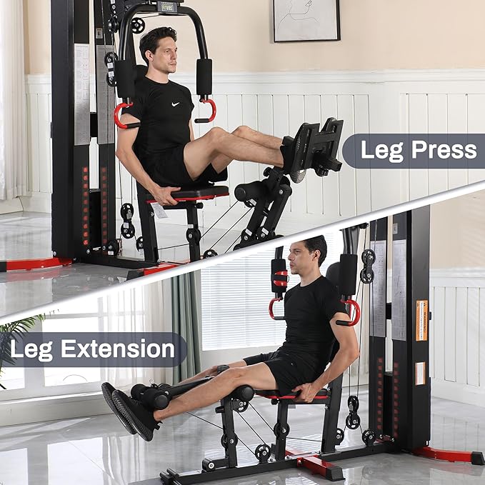 Fitvids Home Gym, Workout Equipment with Leg Press, Exercise Equipment for Home with Pulley System, Home Gym Equipment for Full