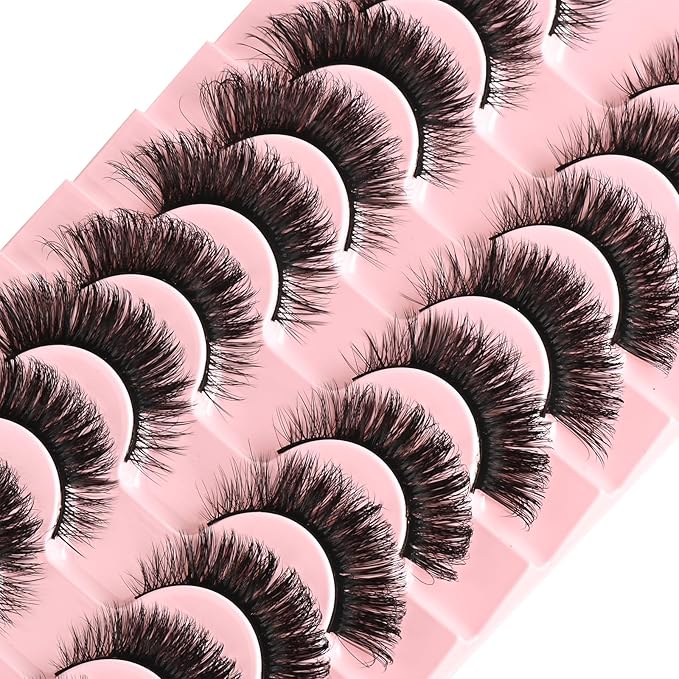 FARRED Cat Eye Lashes Mink Eyelashes Strips Natural Fluffy Strip Eyelash Extension Looking Wispy Full Volume Lash CC Curl Dramatic Short 8mm-15mm Pestañas Postizas for Women