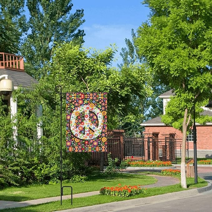 Flowers of Peace Garden Flag 12x18 In Double Sided Yard Flags Lawn Sign Decor No Flagstand