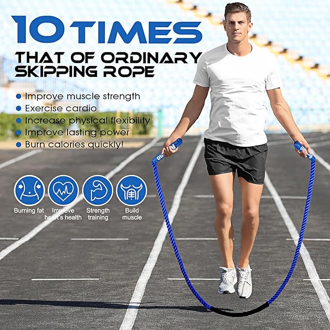 Jump Rope, Weighted Jump Rope for Men Women, 2 lb Heavy Jump Ropes for Fitness, Skipping Rope for Training, Improve Muscle Strength Workout Equipment