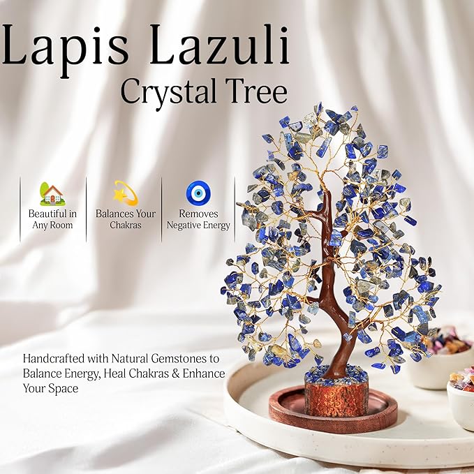 Lapis Lazuli - Chakra Tree, Lapis Lazuli Tree, Lapis Gem, Artificial Trees, Tree of Life, Stone Tree, Gem Stone Decor, Crystal Tree for Positive Energy, Holistic Gifts for Women