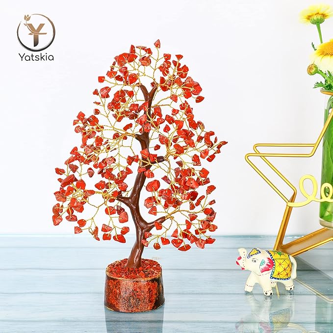 YATSKIA Red Jasper Crystals - Crystal Tree of Life - Gemstone Tree - Spiritual Items - Meditation Room Decor - Spiritual Decor - Reiki Gifts - Good Luck Charms - Metaphysical Gifts