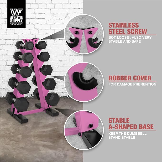 WF Athletic Supply Dumbbell Rack, 5-Tier A-Frame Dumbbell Rack for Dumbbell Storage, Color Options Available in Black/White/Green/Yellow/Red/Pink/Orange & Blue