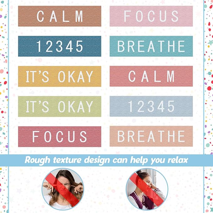 Crtiin 50 Pieces Anxiety Sensory Stickers for Anxiety Relief Items Mental Health Stickers Fidget Textured Strips for Office Classroom Desk Relieve Adult Stress(Casual Style)