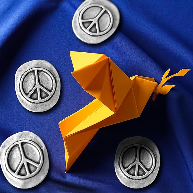 20 Pack Handcrafted Vintage Peace Sign Pocket Pewter Token - Portable Serenity Charm for Mindfulness, Meditation, and Positive Energy