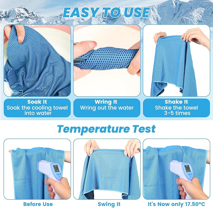 INNOLIFE 6 Pack Cooling Towels Breathable Ice Towel for Sports, Gym, Fitness, Running, Hiking, Yoga (Multicolor)