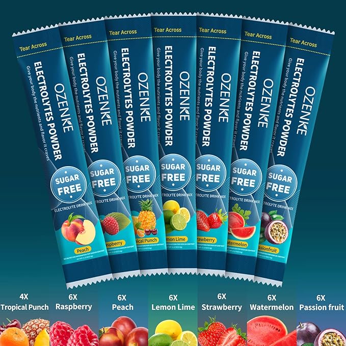 Electrolytes Powder Packets, Hydration Packets, Electrolytes Powder No Sugar, Portable Electrolyte Drink Mix for Rapid Hydration, Sugar Free & Low Sodium | 0 Calorie | 7 Flavors |40 Sticks