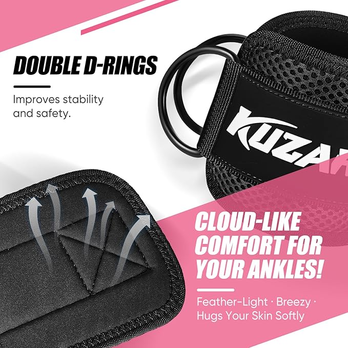 Ankle Resistance Bands with Cuffs, Ankle Weights Bands for Working Out, Women Leg and Glutes Workout Equipment, Exercise Bands for Kickbacks, Butt and Booty Trainer, Home Gym Fitness Equipment