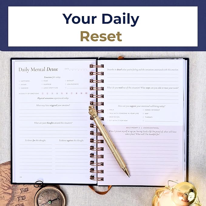 Mental Health Journal – Guided Mood Tracker & Anxiety Journal with Prompts for Mindfulness, Stress Relief, Gratitude, and Daily Reflection – Echo & Odyssey
