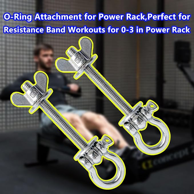 2-Pack Heavy Duty Power Rack Attachments - Resistance Band Hooks & O-Ring Squat Rack Accessories | Durable Steel Band Pegs for Crossfit, Power Cage, Home Gym | Easy Installation, Universal Fit