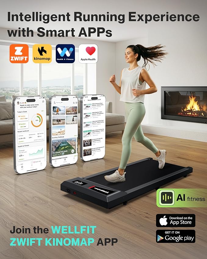 COZYINN 10% Incline Walking Pad - 2.5HP 4MPH/7.6MPH 265/340+lb Capacity Treadmills for Home, Portable Foldable Adjustable Incline Treadmill with Wide Running Area, Mute Control, Works with KINOMAP