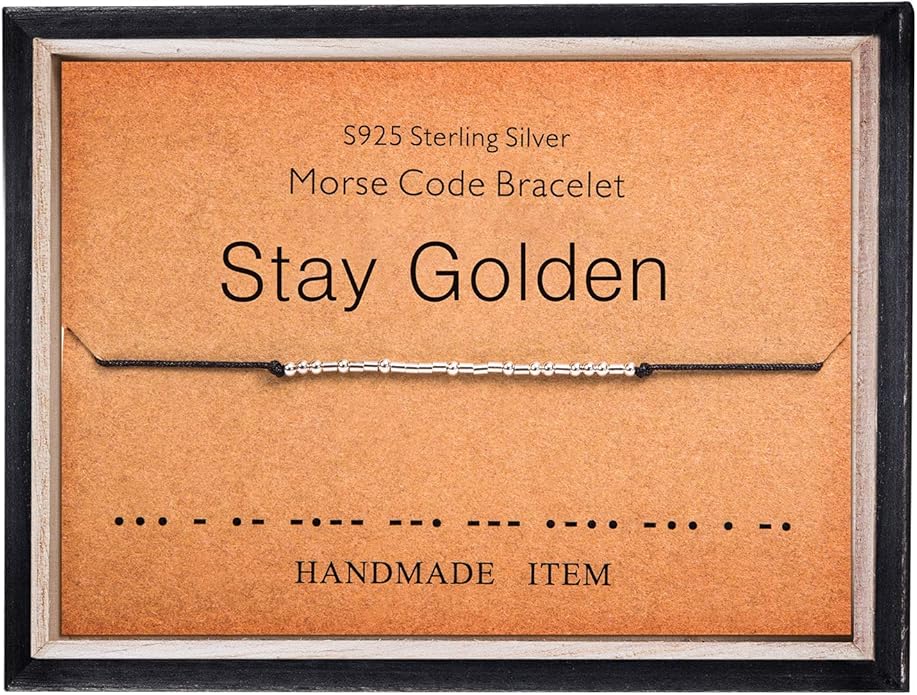 KGBNCIE Morse Code Bracelet for Women Sterling Silver Beads on Silk Cord Secret Message Fuck Friendship Inspirational Encouragement Bracelet Gift for Her