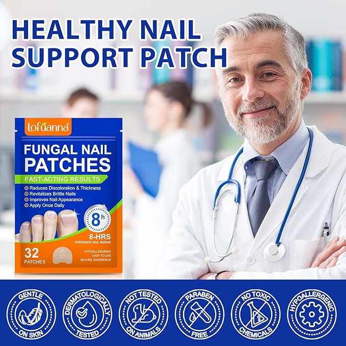 Toenail Treatment Extra Strength - 32 Pcs Nighttime Nail Patches, Overnight Toe Nail Treatments for Damaged Nails Foot Nails Repair and Care, 8-Hour Restores Healthy Appearance (2PCS)