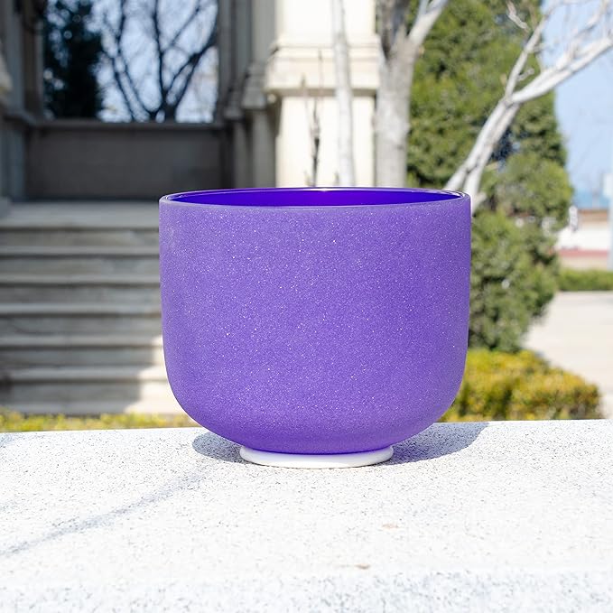 ALIOTH Purple B Note Crystal Singing Bowl Crown Chakra 6 inch with Carry Case Bag and Singing Bowl Mallet