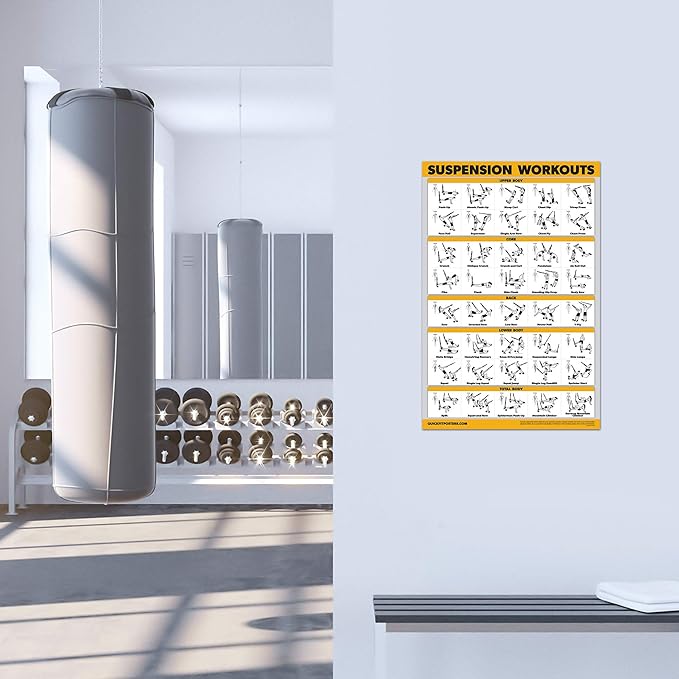 10 Pack: Exercise Workout Poster Set - Dumbbell Volume 1 & 2, Suspension, Kettlebell, Resistance Bands, Stretching, Bodyweight, Barbell, Yoga Poses + Dumbbell Exercise Cards