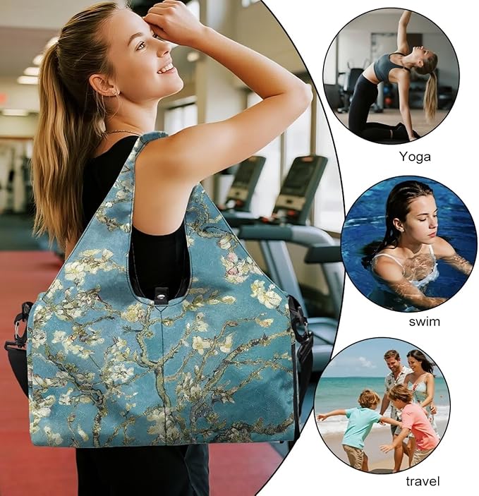 Yoga Mat Bag for Women Men Large Carryall Tote with Adjustable Shoulder Strap for Gym Yoga Travel Pilates Office