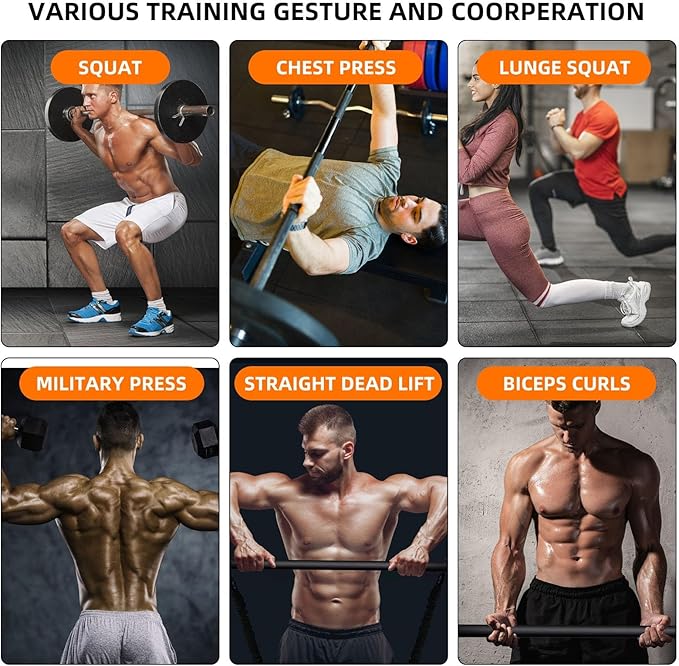 Resistance Band Bar Set, 3 Section for Working Out, Portable Home Gym Exercise Equipment for Men and Women with Handles Foot and Fix Straps