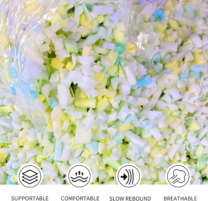 Jecqbor 5lbs Shredded Memory Foam Filling for Bean Bag Chair, Premium Beanbag Stuffing High Density Memory Foam Refill