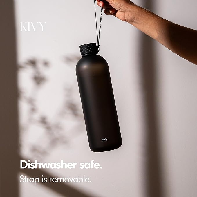 KIVY Tritan Water Bottle 2nd Generation (Dark Black, 50oz)