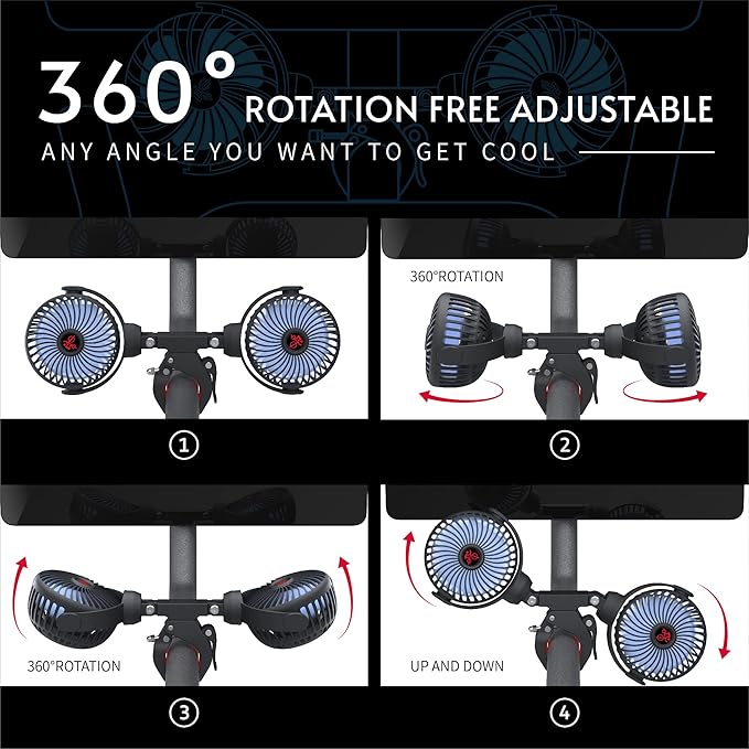 Dual Fan Compatible with Peloton Bike & Bike Plus & Treadmill, 3 Speed and Rechargeable, Adjustable Rotation, Home Gym Accessories for Workout