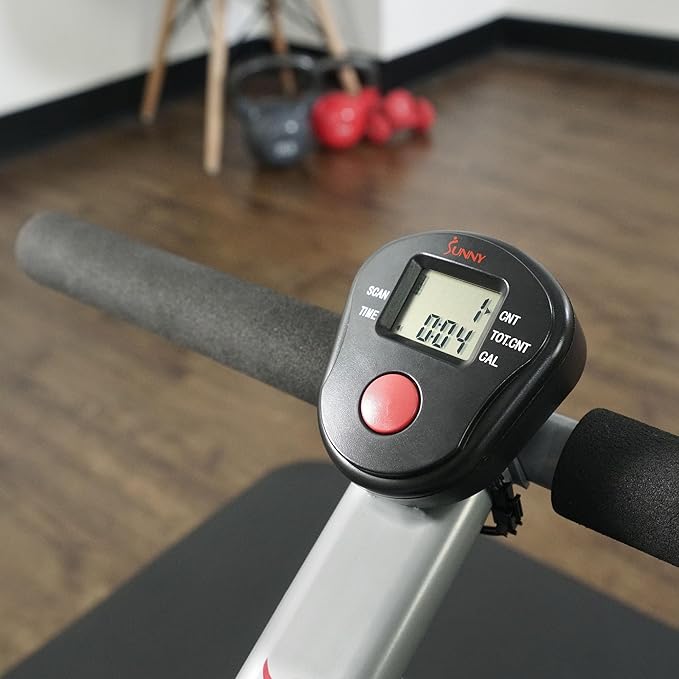 Sunny Health & Fitness Compact Adjustable Rowing Machine with 12 Levels of Resistance for Complete Body Workouts and Optional Free SunnyFit App Enhanced Connectivity