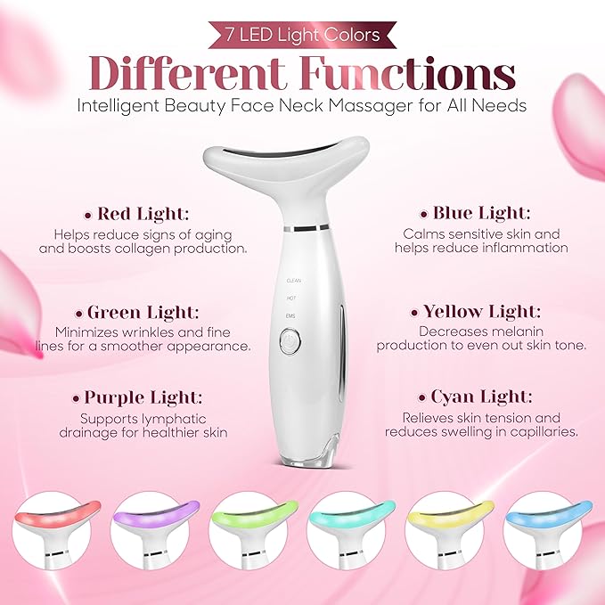 KLY Beauty 7-in-1 Beauty Facial Massager for Face and Neck – Thermal & Vibrating Facial Tool for Wrinkle Reduction, Skin Firming, Skin Lifting and Skin toning| With Retinol Collagen Creme