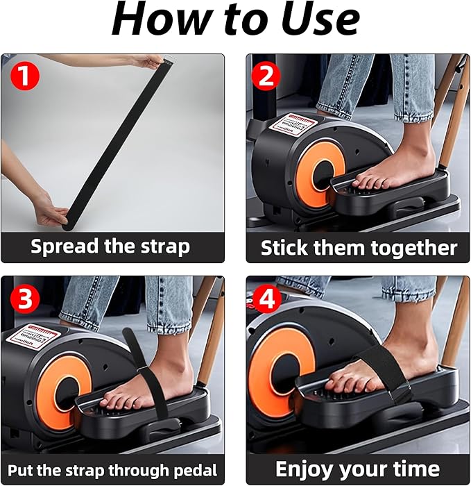 Ellipse Leg Exerciser Machine Pedal Straps 4-Pack - Leg Strap for Under Desk Elliptical Machine, Non-Slip Durable Pedal Straps for Seniors Home Fitness & Physical Therapy