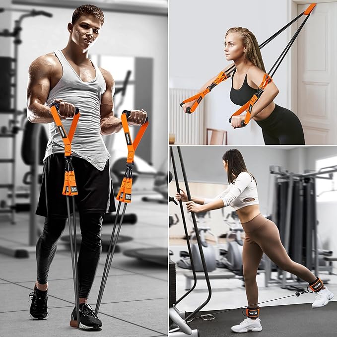 Heavy Resistance Bands for Working Out, 300lbs/360lb/420lb Exercise Bands Workout Bands with Handles, Door Anchor, Ankle Straps, Home Gym Workout Equipment for Men Fitness Strength Training Stretching