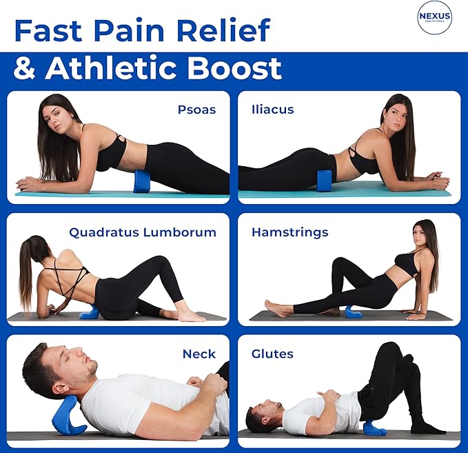 Core Nexus - Rotating Psoas & Iliacus Release Tool | Hip Flexor Mobility | All-in-One Lower Back & Sciatica Pain Relief | Muscle Recovery | Performance Enhancement | Blue