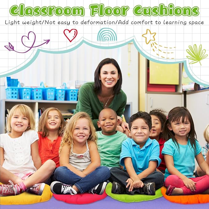36 Pcs Round Floor Pillows 15.7 Inch Flexible Seating Pillows Chair Floor Cushions Reading Cushions for Kids Adults Classroom Home School Playing Supplies,18 Colors (Multicolor)
