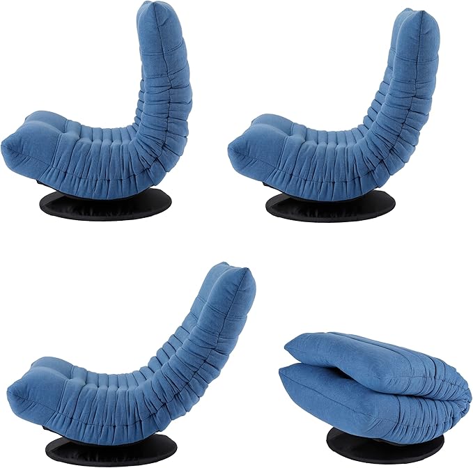 BIRDROCK HOME Swivel Floor Chair - 360 Adjustable Memory Foam Lounge Seat - Gaming - Comfortable Back Support - Cushion Dorm Rocker - Comfy for Reading Game Meditating - Fully Assembled (Blue)