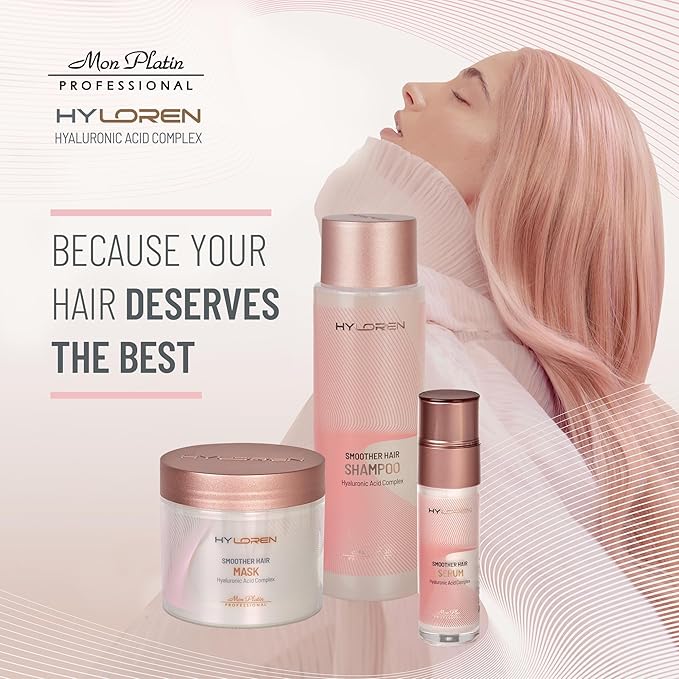 Mon Platin Professional Hair Mask for Damaged Hair & Straightened, 500ml - HYLoren Smoother with Hyaluronic Acid, Deep Conditioning Treatment, Anti-Frizz Conditioner
