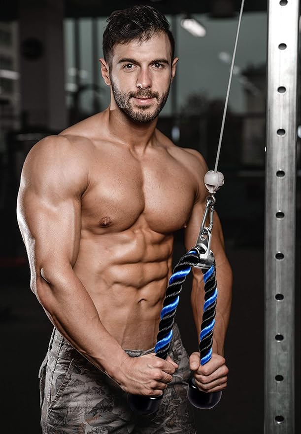 Deluxe Tricep Rope Pull Down Cable, 27 & 36 Inch Rope Length, Easy to Grip & Non-Slip Cable Attachment for Gym Workout Exercise