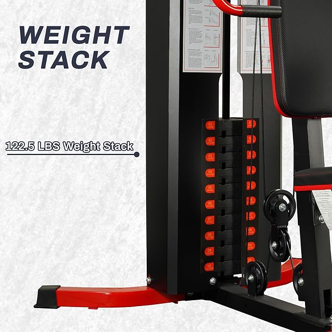 Fitvids Home Gym, Workout Equipment with Leg Press, Exercise Equipment for Home with Pulley System, Home Gym Equipment for Full