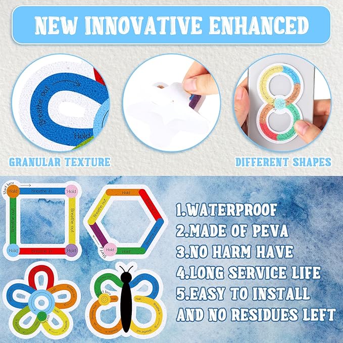 Crtiin 50 Pieces Anxiety Sensory Stickers for Anxiety Relief Items Mental Health Stickers Fidget Textured Strips for Office Classroom Desk Relieve Adult Stress(Hold Style)