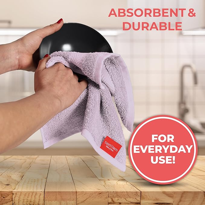 TEXTILOM 100% Turkish Cotton 6 Pcs Bath Towel Set, Luxury Soft & Absorbent Bathroom Towels Set (2 Bath Towels, 2 Hand Towels, 2 Washcloths)- Lilac