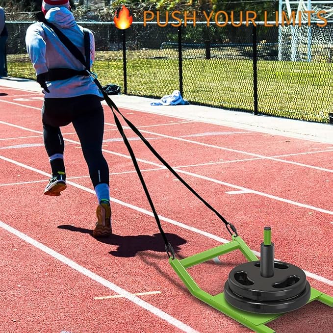 Kipika Weight Sled, Workout Sled, Fitness Strength Training Sled, Speed Training Sled for Athletic Exercise, Speed Improvement, Easily Through Obstacles, Suitable for 1" & 2" Weight Plate