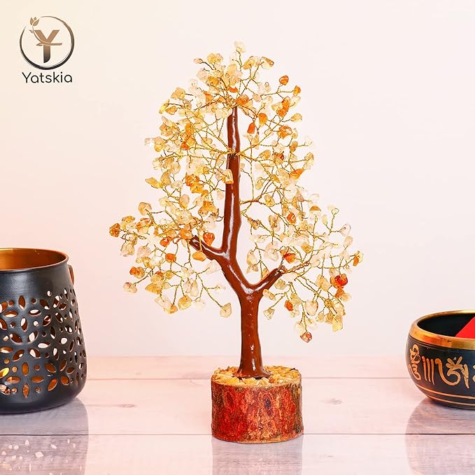 YATSKIA Citrine Healing Crystal - Gemstone Tree, Bonsai Trees, Fake Bonsai, Feng Shui Tree, Crystal Gifts for Women, Arbol De La Abundancia, Crytals and Gemstones, Good Luck Home Decor
