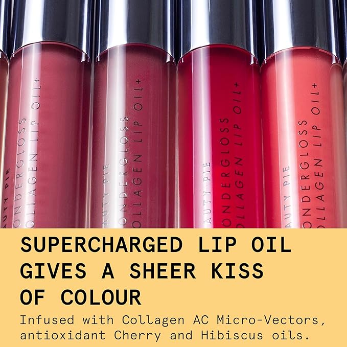 Beauty Pie Wondergloss Collagen Lip Oil + Spicy Pink 0.13 fl oz – Hydrating, Plumping, Non‑Sticky Lip Oil Gloss Hybrid with Collagen AC Micro‑Vectors & Cherry Hibiscus Oils
