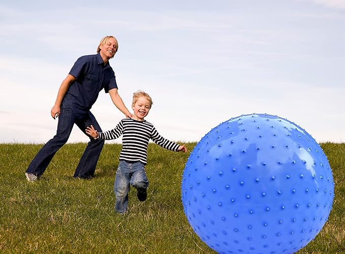 Large Sensory Massage Ball for Kids, 2 Pack 33.5" 85CM Macaron Blue Bouncy Exercise Balls for Toddlers, Big Inflatable Toys with Tactile Spikes, Outdoor Giant Yoga Balls, Large Beach Ball