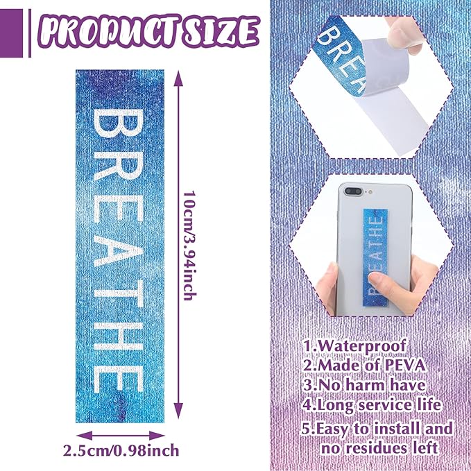 Crtiin 50 Pieces Anxiety Sensory Stickers for Anxiety Relief Items Mental Health Stickers Fidget Textured Strips for Office Classroom Desk Relieve Adult Stress(Tie Dye)