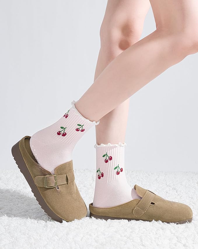 Yawlsow Pilates Grip Socks for Women Yoga Grippy Socks Cute Barre Non Skid Athletic Crew Sticky Sock Workout Hospital