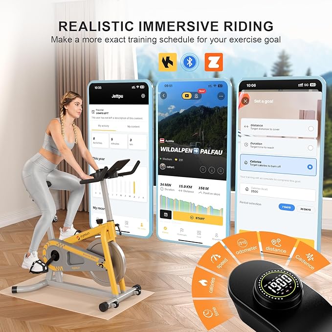 Exercise Bikes for Home,Indoor Cycling Bike with Adjustable Friction,Brake Pad Resistance Silent Belt Drive,330lbs Weight Capacity &Upgraded Version Seat for Home Cardio&Weight Loss