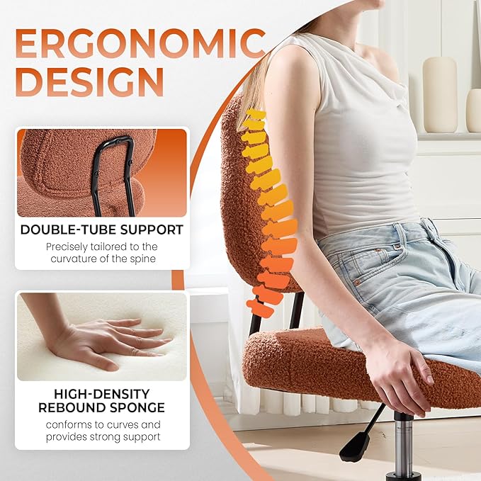 Ergonomic Cross Legged Office Chair, Criss Cross Chair for Meditation ADHD and Yoga, Home Office Desk Chair with Brake Wheels, Adjustable Height, Brown