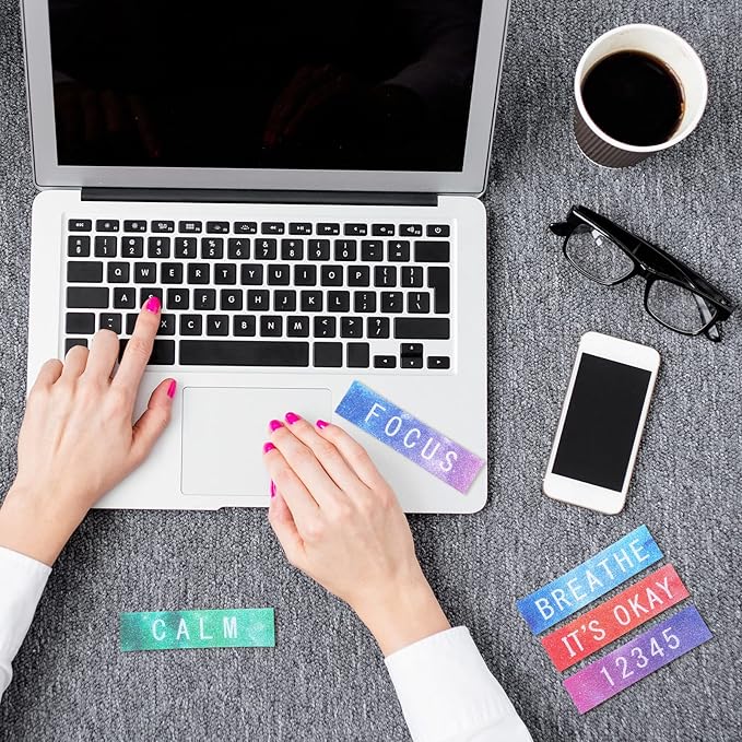 Crtiin 50 Pieces Anxiety Sensory Stickers for Anxiety Relief Items Mental Health Stickers Fidget Textured Strips for Office Classroom Desk Relieve Adult Stress(Tie Dye)
