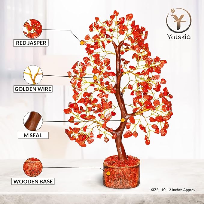 YATSKIA Red Jasper Crystals - Crystal Tree of Life - Gemstone Tree - Spiritual Items - Meditation Room Decor - Spiritual Decor - Reiki Gifts - Good Luck Charms - Metaphysical Gifts